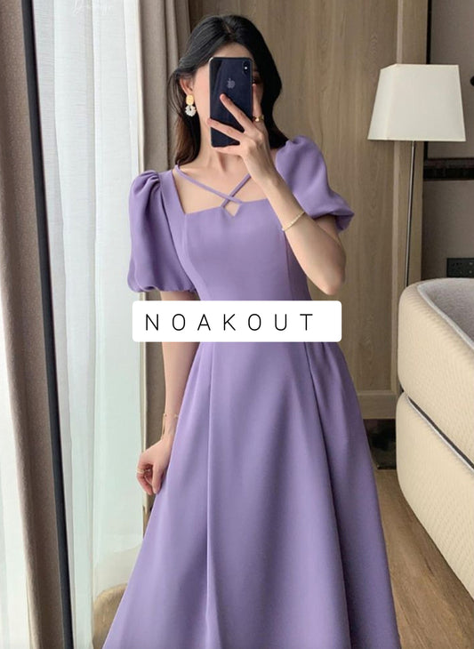 Korean cross neckline dress