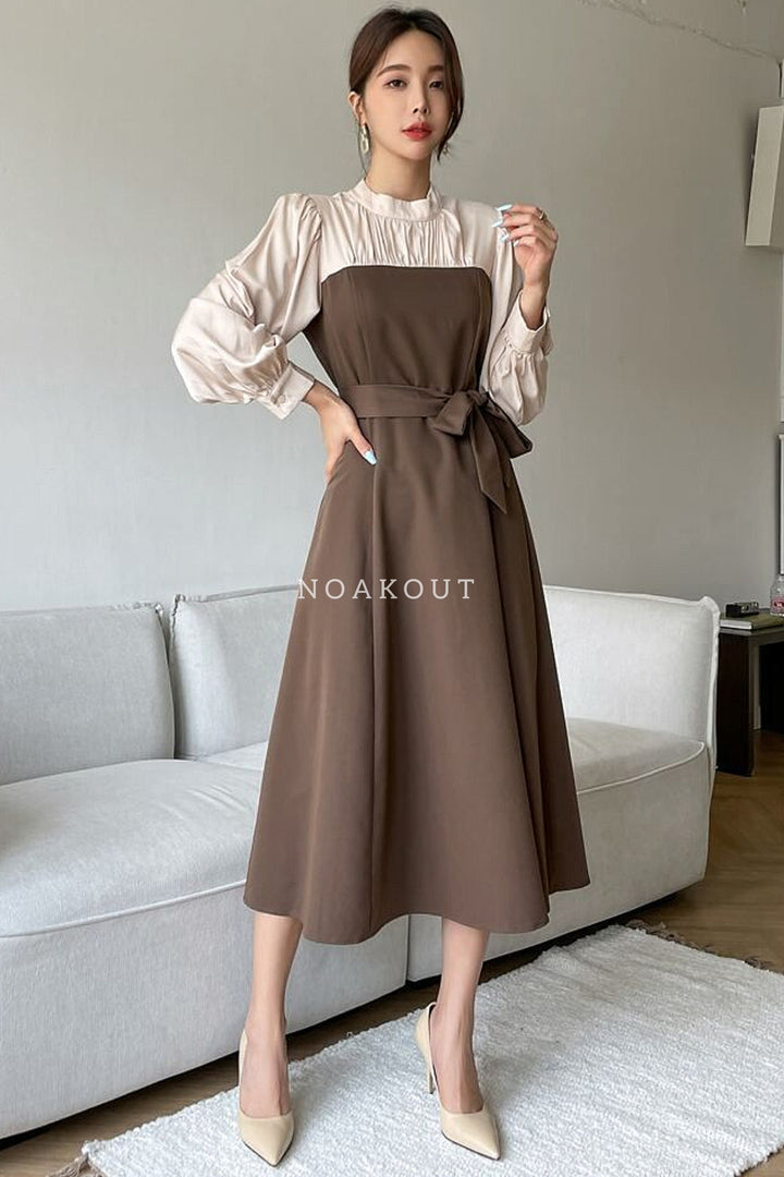 | BEIGE & BROWN KOREAN DRESS |