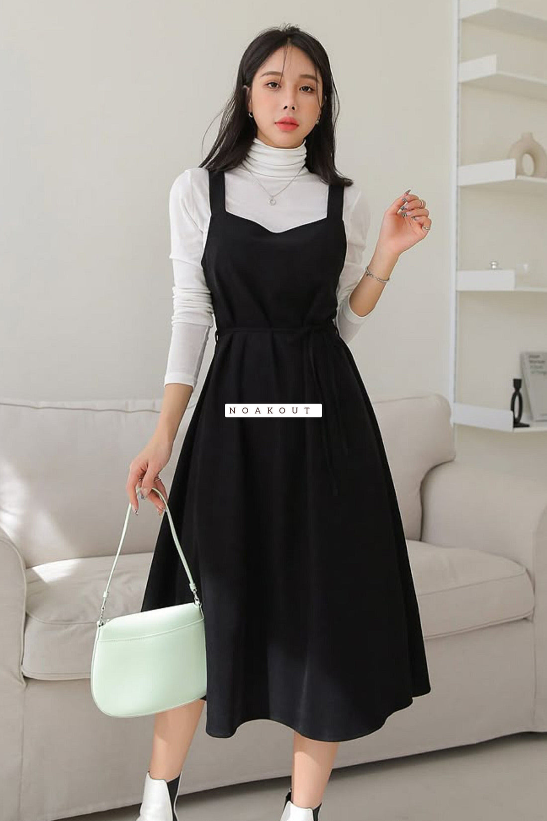 | PINAFORE BLACK GOWN & TURTLE NECK SWEATER |