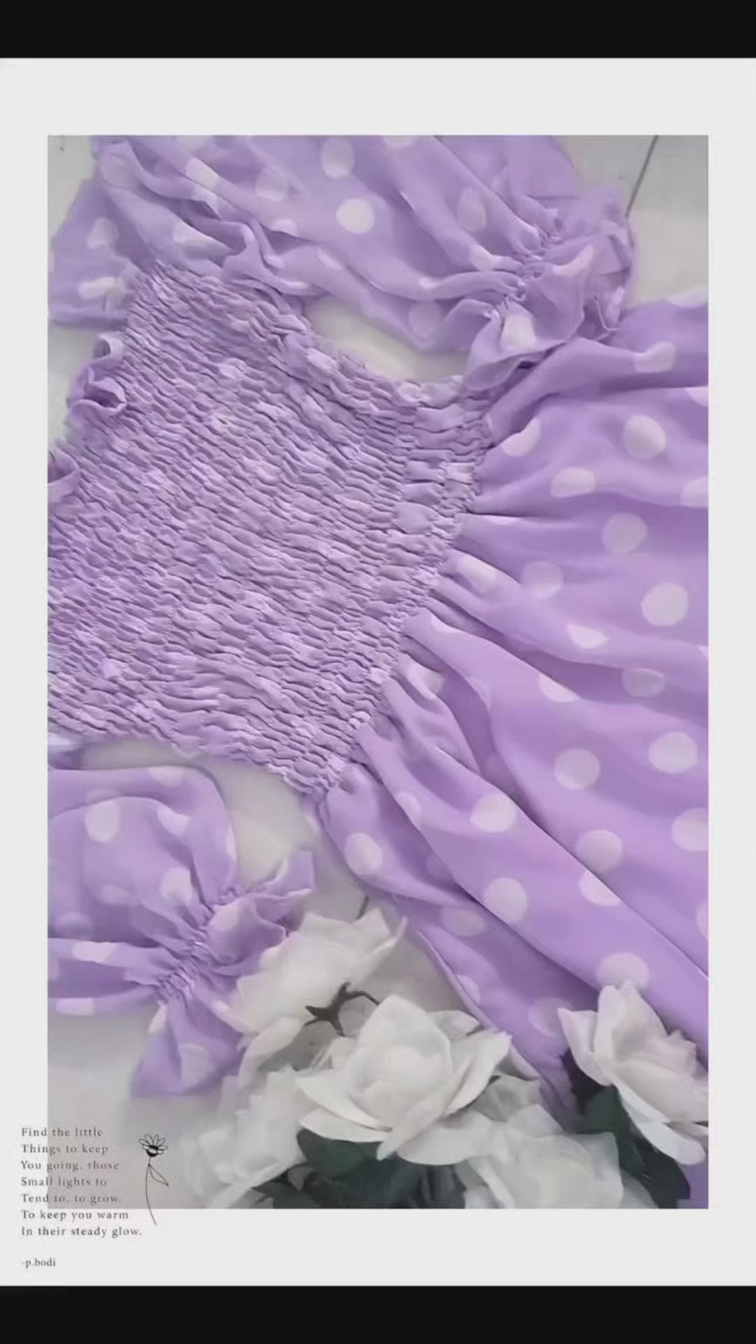 { POLKA DOT LEVENDER SMOCKED DRESS }