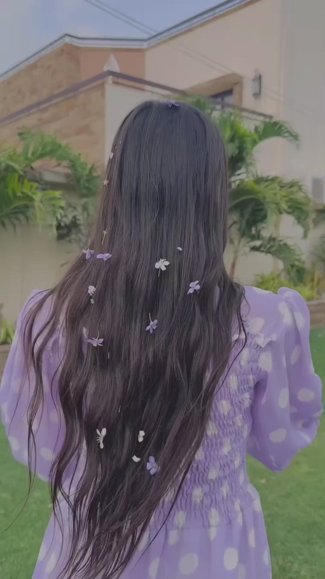 { POLKA DOT LEVENDER SMOCKED DRESS }