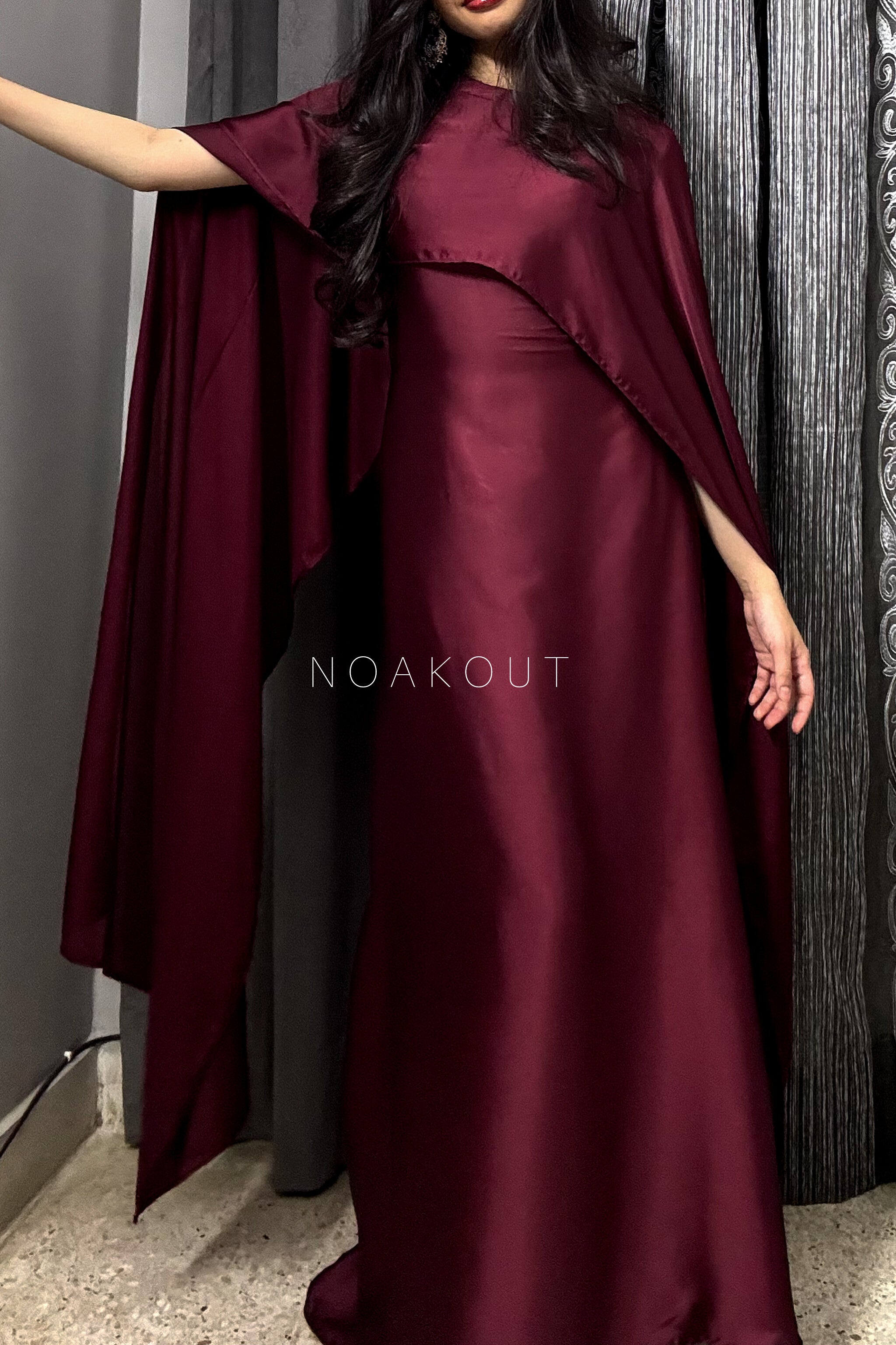 { SILK CAPE SHAWL DRESS } { Half sleeves attach with the gown }