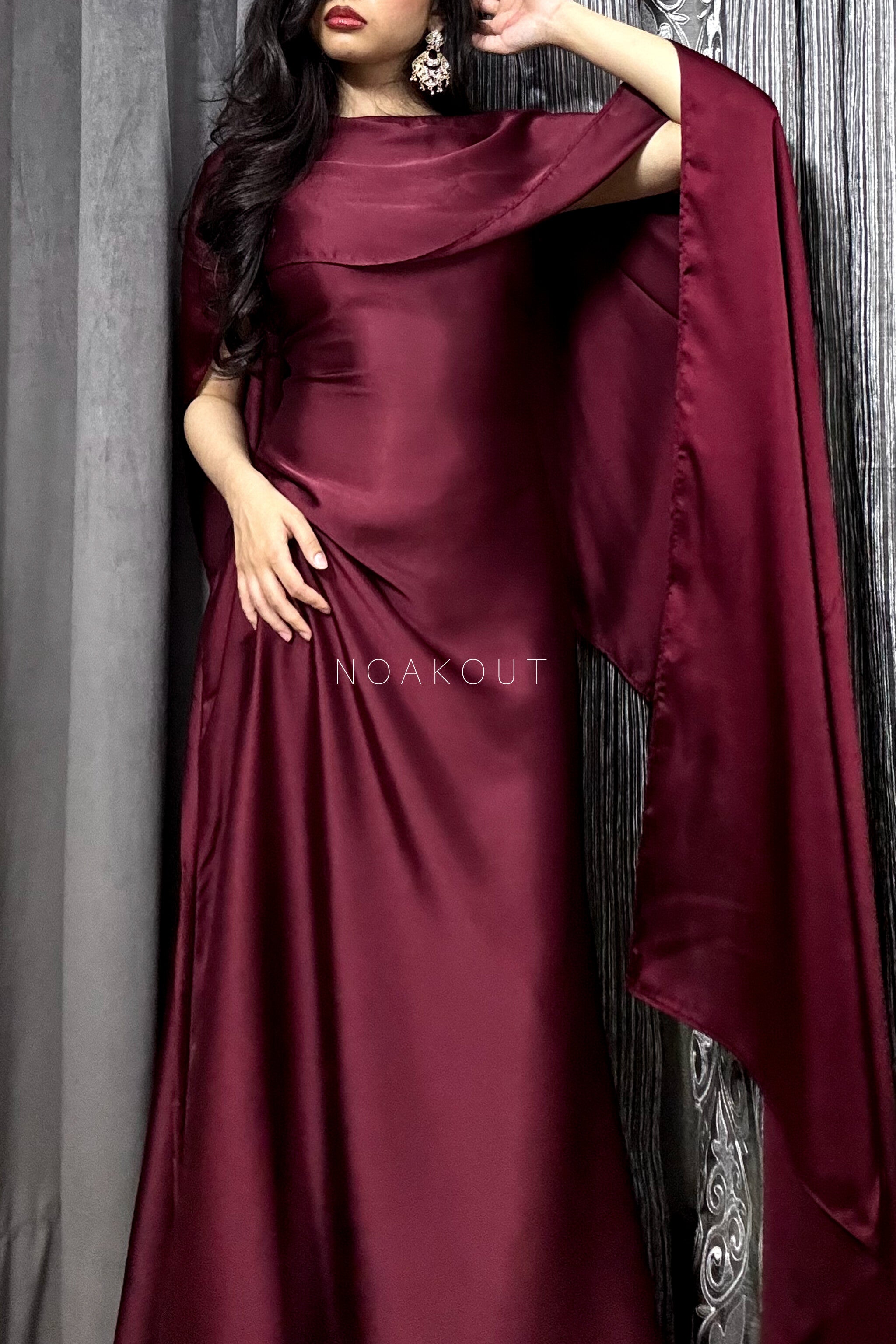 { SILK CAPE SHAWL DRESS } { Half sleeves attach with the gown }