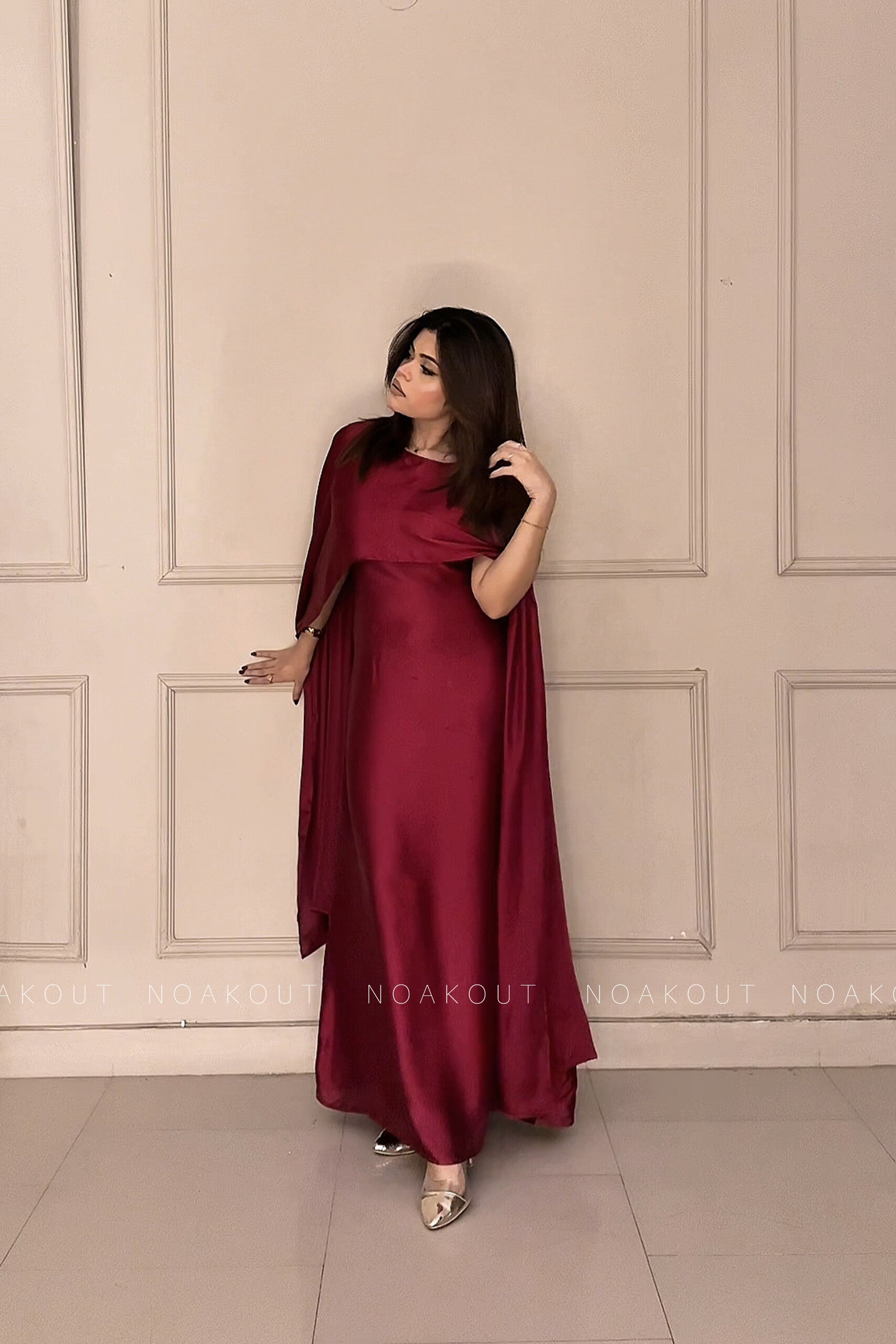 { SILK CAPE SHAWL DRESS } { Half sleeves attach with the gown }