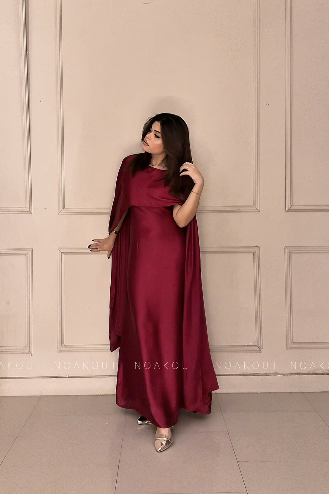 { SILK CAPE SHAWL DRESS } { Half sleeves attach with the gown }