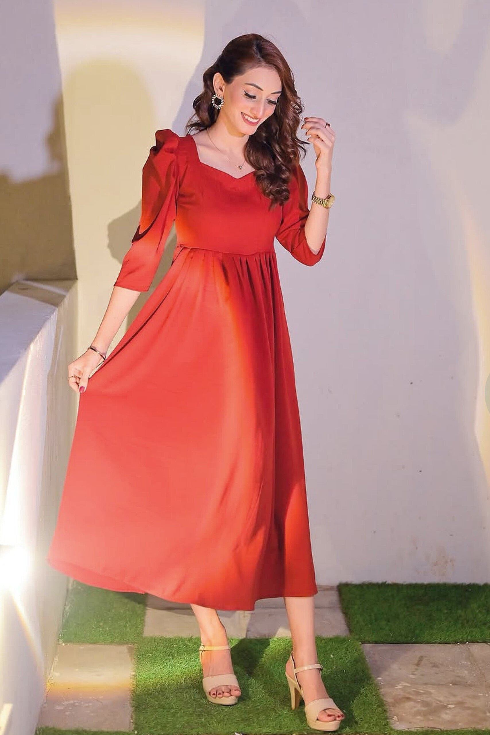 { ELEGANT PLEATED DRESS }