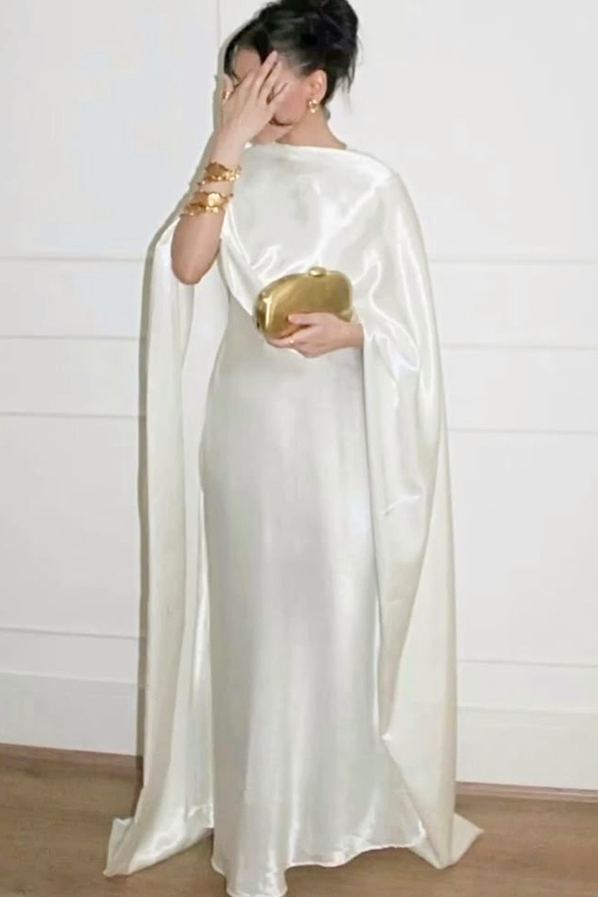 { SILK CAPE SHAWL DRESS } { Half sleeves attach with the gown }