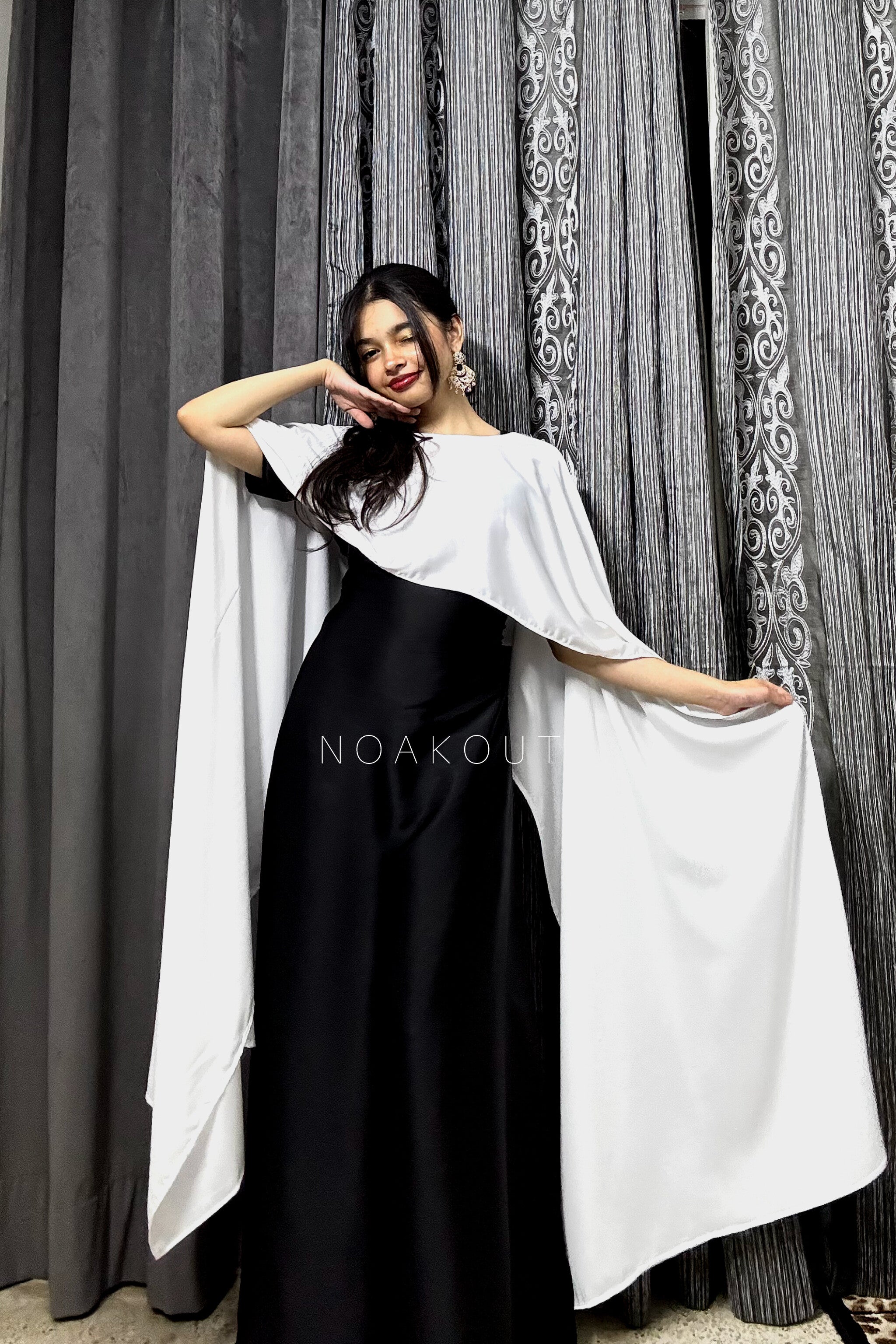 { SILK CAPE SHAWL DRESS } { Half sleeves attach with the gown }