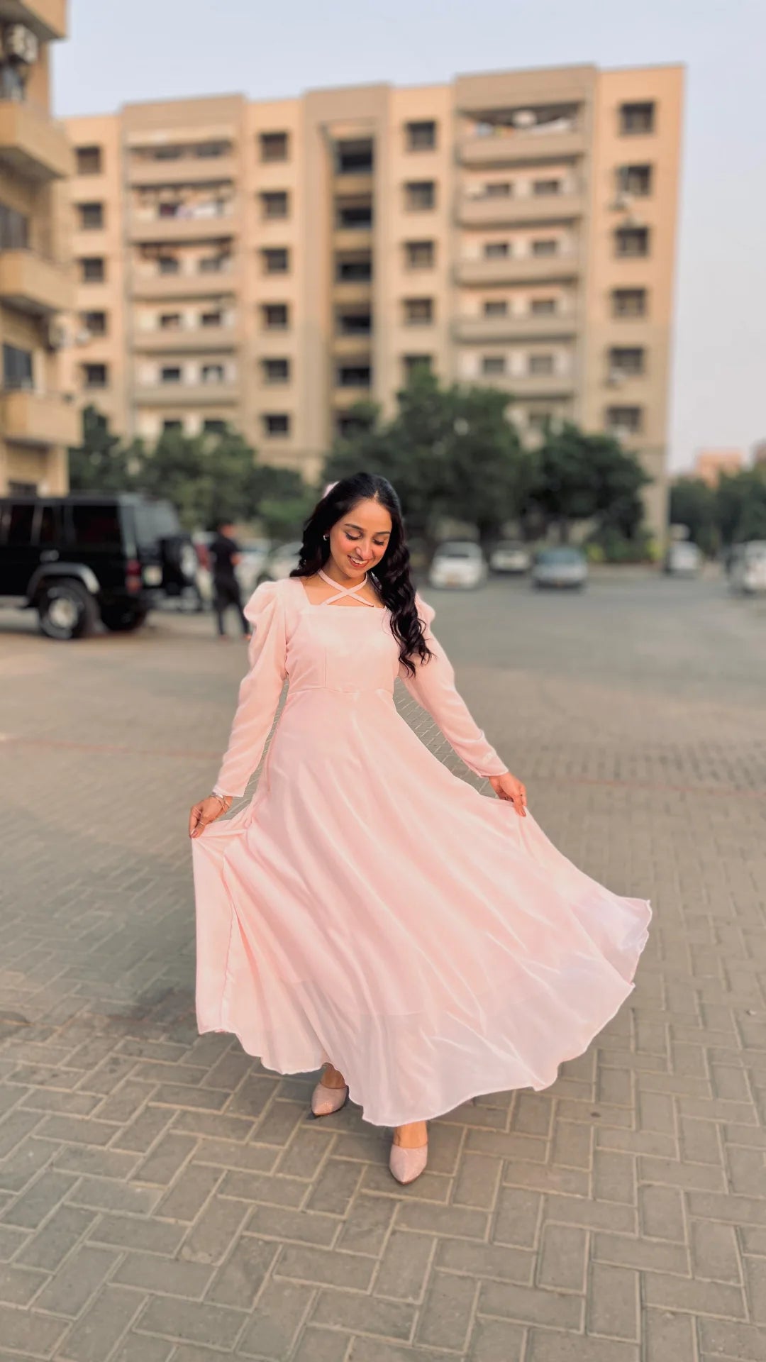 | • COCKTAIL DRESS STRAIGHT PUFFY SLEEVES •|