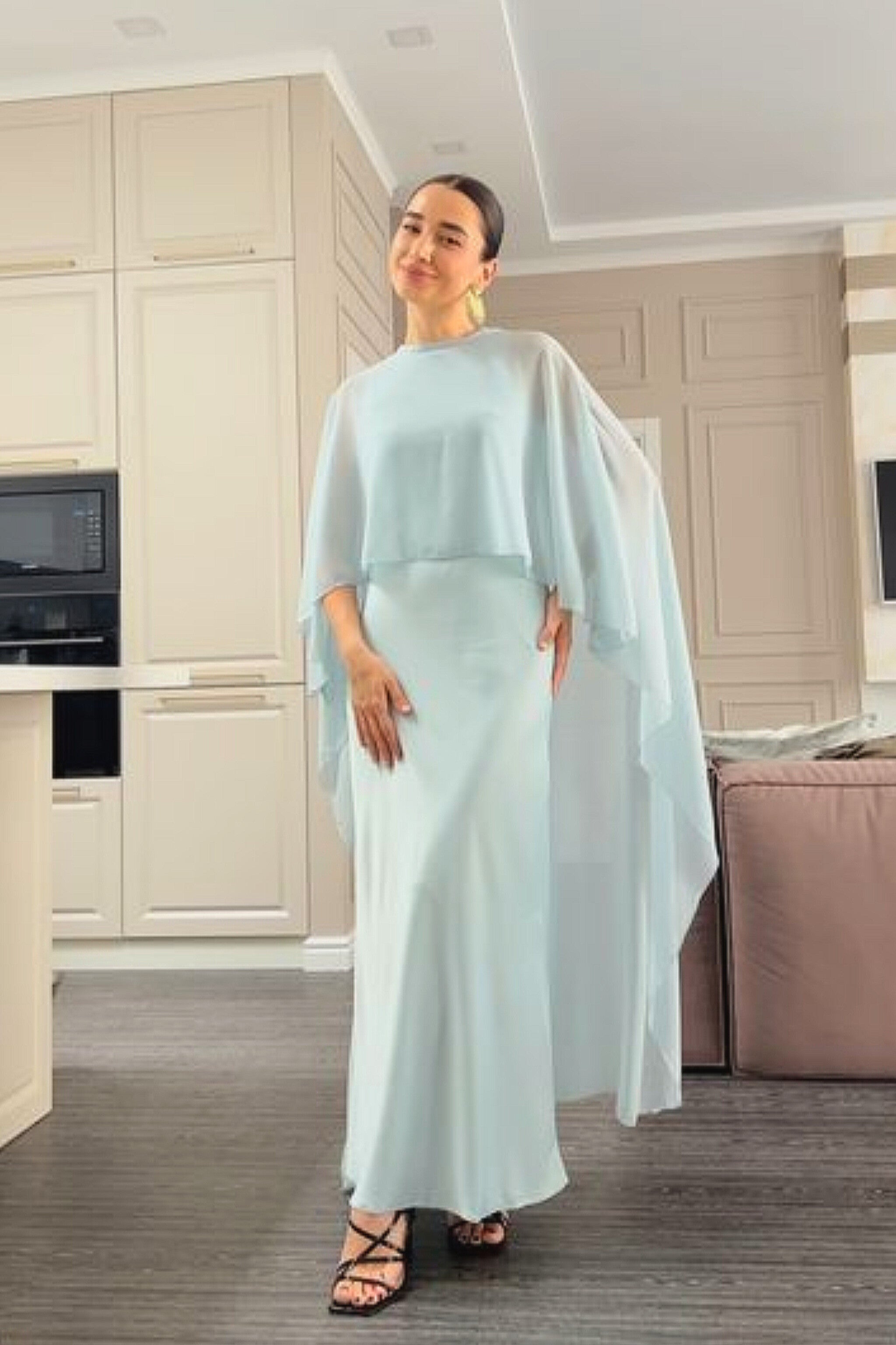 |• CHIFFON CAPE SHAWL DRESS•|