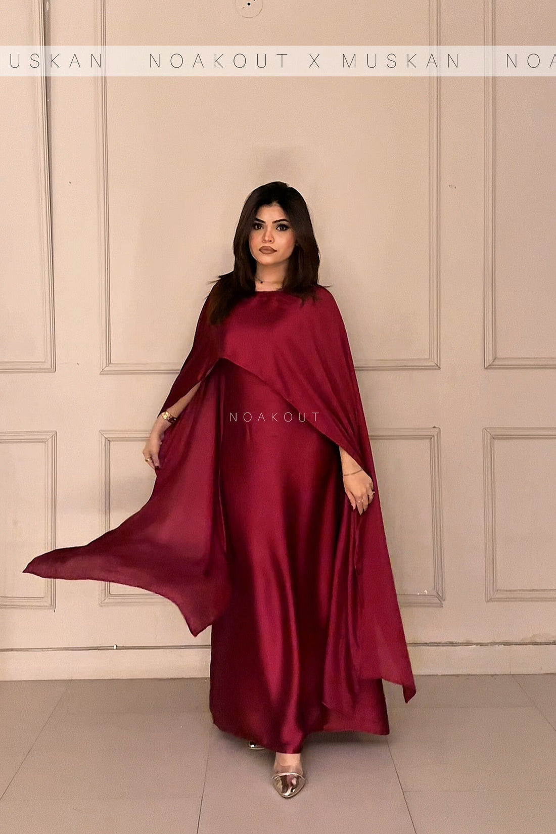 { SILK CAPE SHAWL DRESS } { Half sleeves attach with the gown }