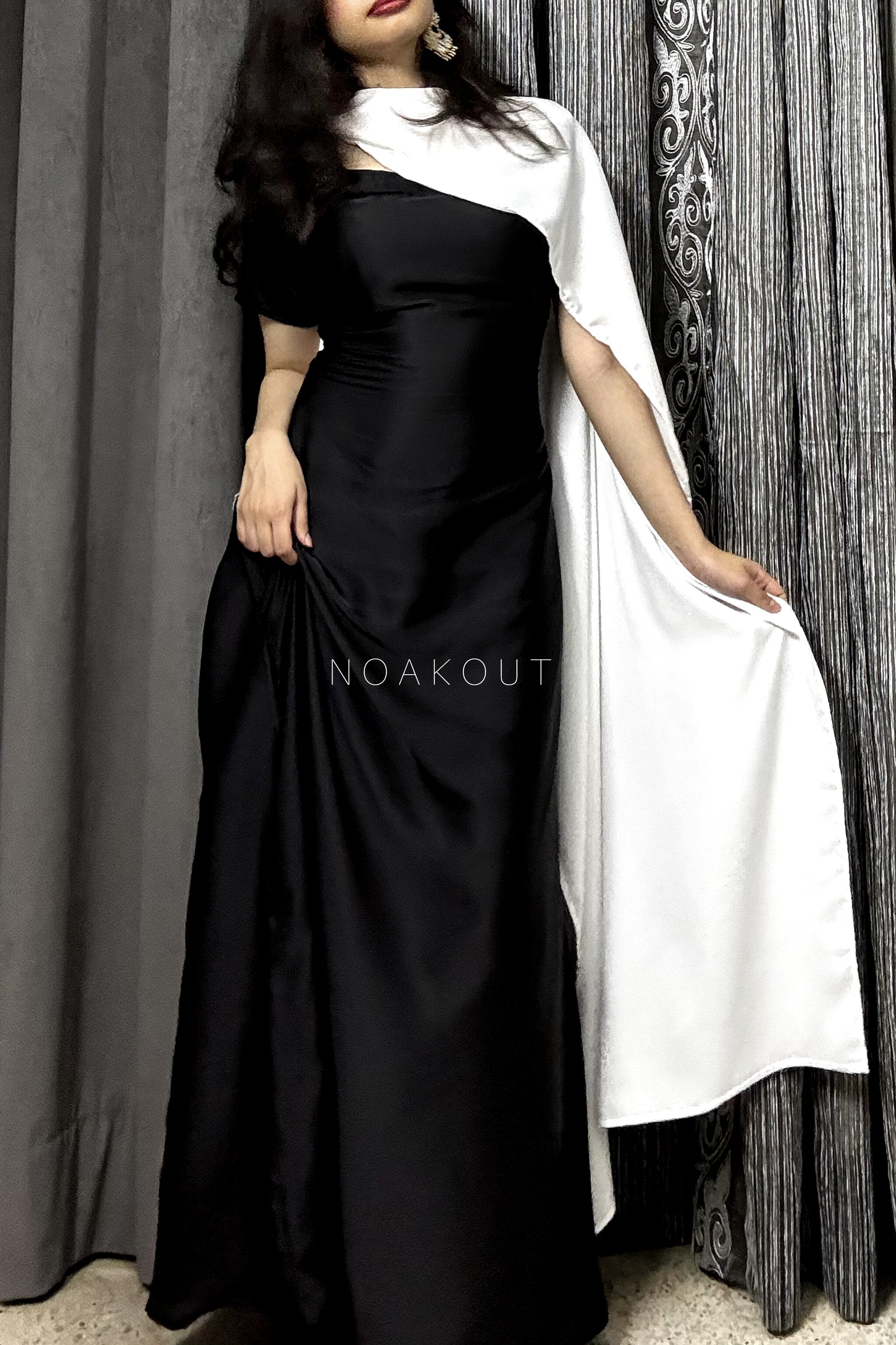 { SILK CAPE SHAWL DRESS } { Half sleeves attach with the gown }