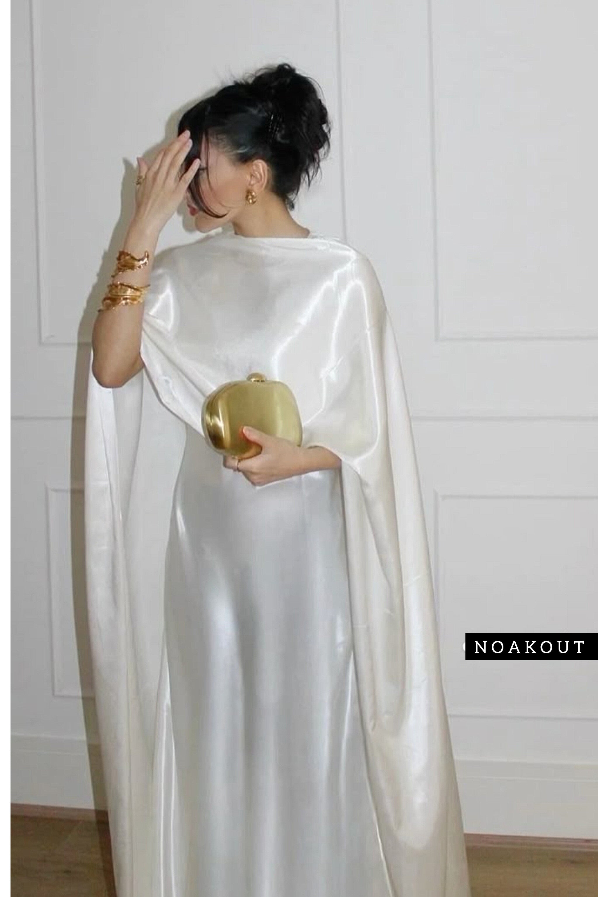 { SILK CAPE SHAWL DRESS } { Half sleeves attach with the gown }